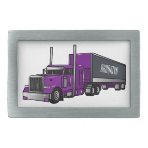 Semi-trailer truck cartoon illustration belt buckle