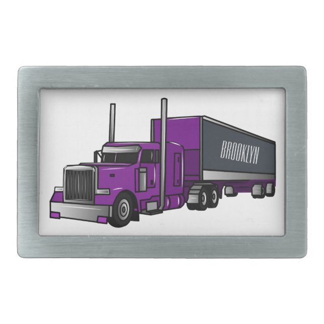Semi-trailer truck cartoon illustration belt buckle (Front)