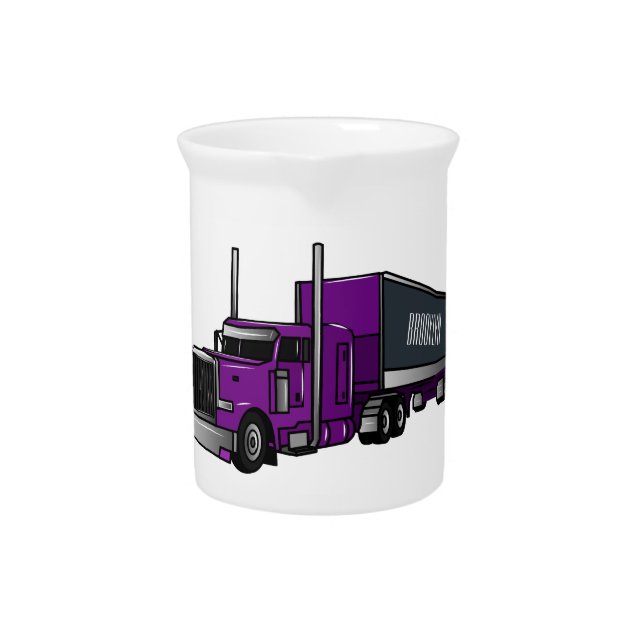 Semi-trailer truck cartoon illustration beverage pitcher (Front)