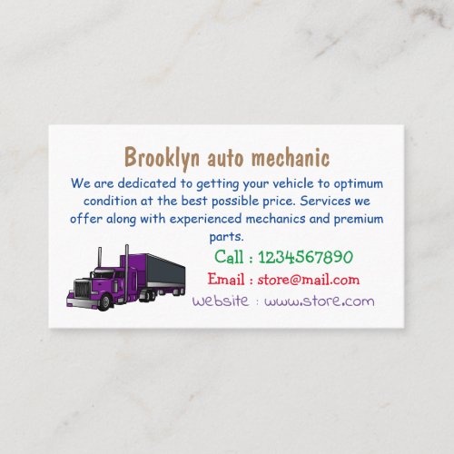 Semi_trailer truck cartoon illustration business card