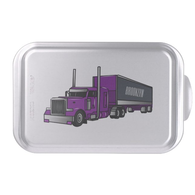 Semi-trailer truck cartoon illustration cake pan (Front)