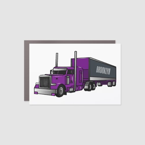 Semi_trailer truck cartoon illustration car magnet