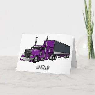 Semi-trailer truck cartoon illustration card