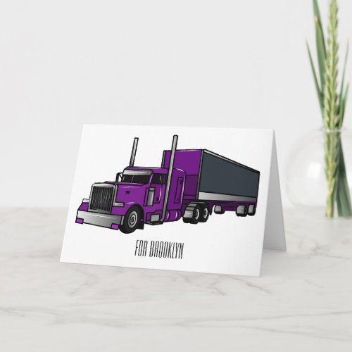 Semi_trailer truck cartoon illustration card