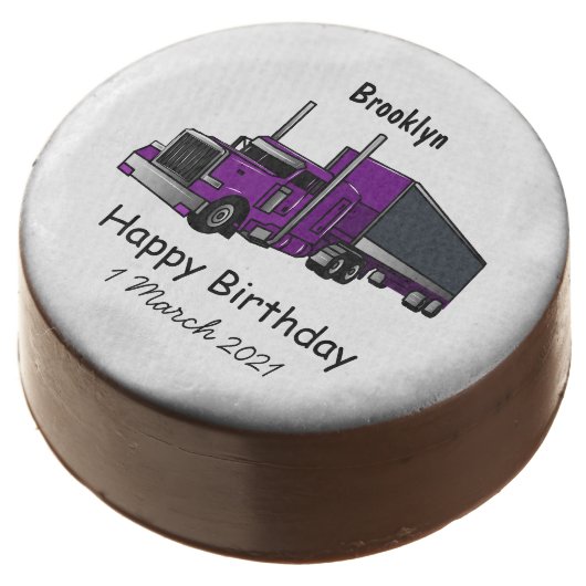 Semi-trailer truck cartoon illustration chocolate covered oreo (Angled)