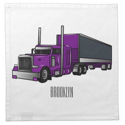 Semi_trailer truck cartoon illustration cloth napkin