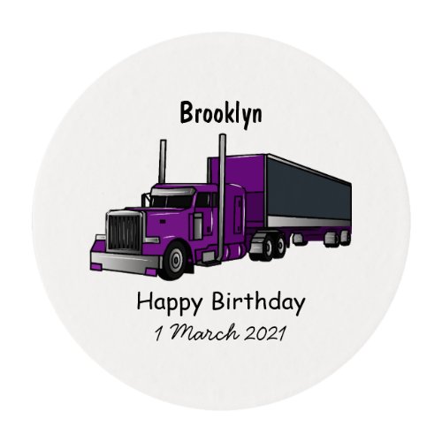 Semi_trailer truck cartoon illustration edible frosting rounds