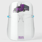 Semi-trailer truck cartoon illustration face shield (Front)