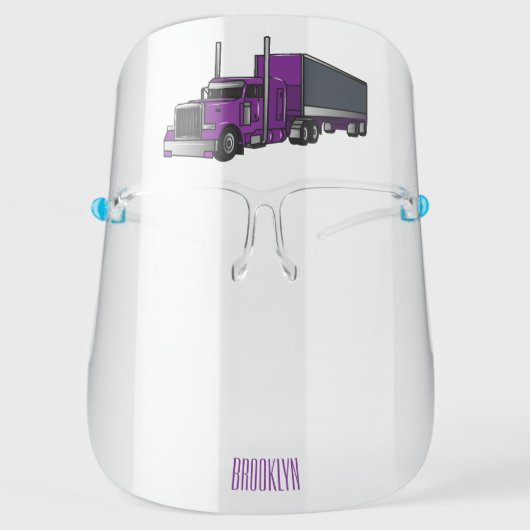 Semi-trailer truck cartoon illustration face shield (Front)
