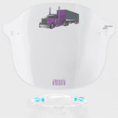 Semi-trailer truck cartoon illustration face shield (Front w/Glasses)