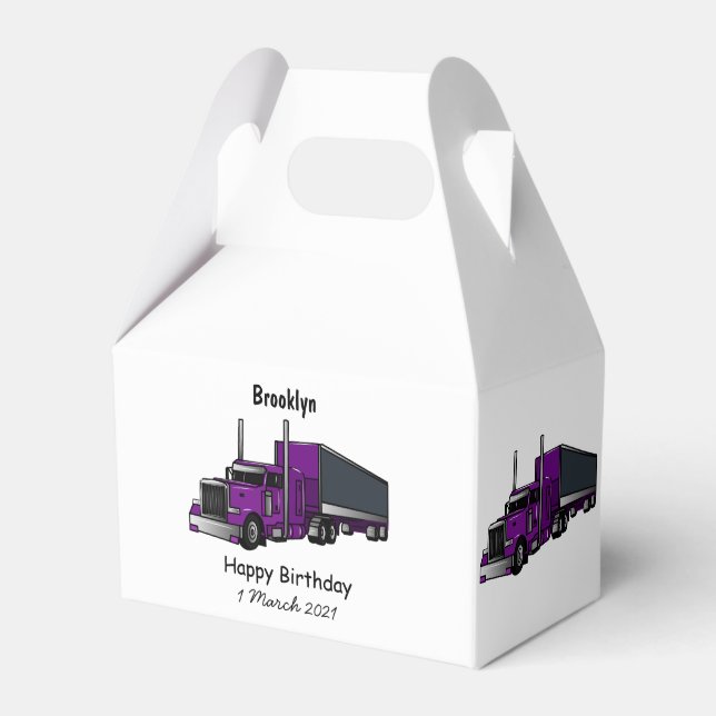 Semi-trailer truck cartoon illustration favor boxes (Front Side)