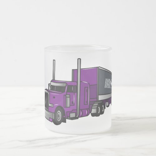 Semi_trailer truck cartoon illustration frosted glass coffee mug