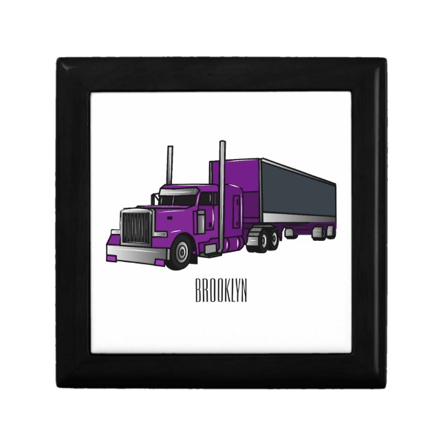 Semi-trailer truck cartoon illustration gift box (Front)