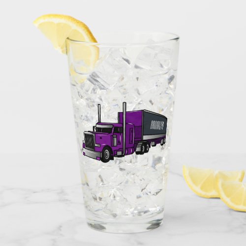 Semi_trailer truck cartoon illustration glass