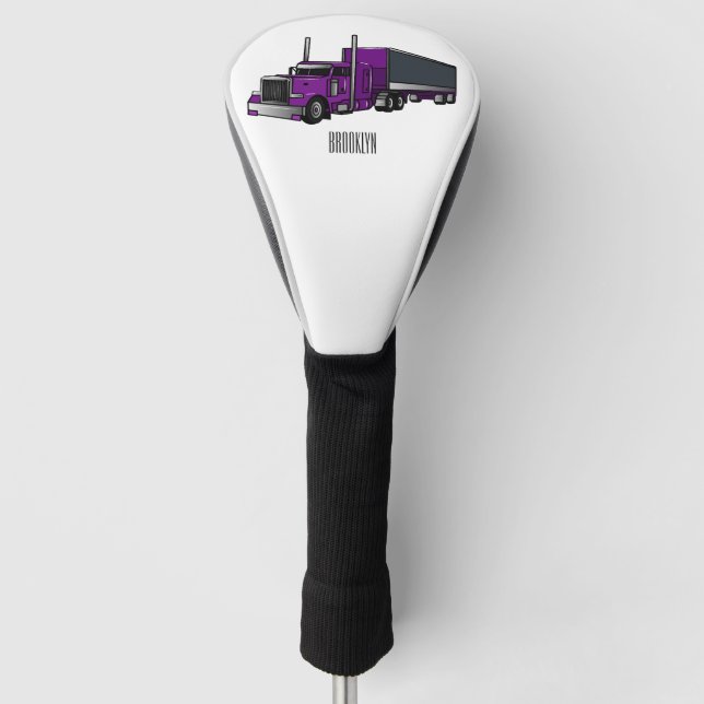 Semi-trailer truck cartoon illustration golf head cover (Front)