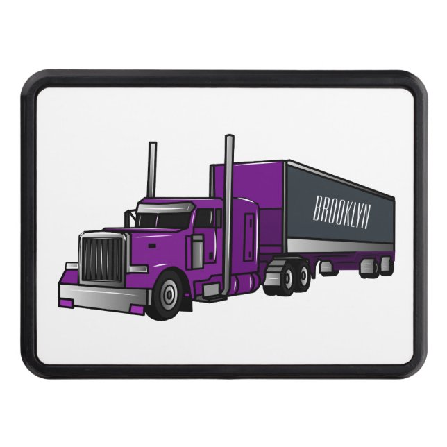 Semi-trailer truck cartoon illustration hitch cover (Front)