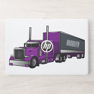 Semi-trailer truck cartoon illustration HP laptop skin