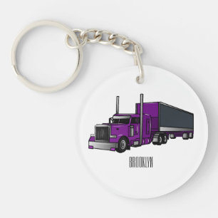 Semi-trailer truck cartoon illustration keychain