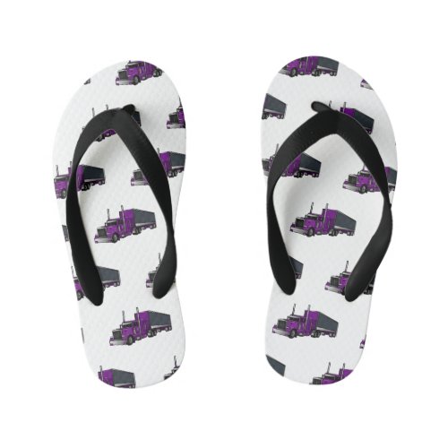 Semi_trailer truck cartoon illustration kids flip flops