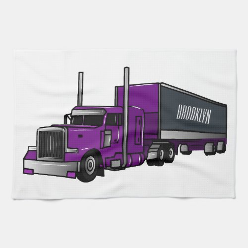 Semi_trailer truck cartoon illustration kitchen towel