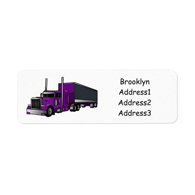 Semi-trailer truck cartoon illustration label (Front)