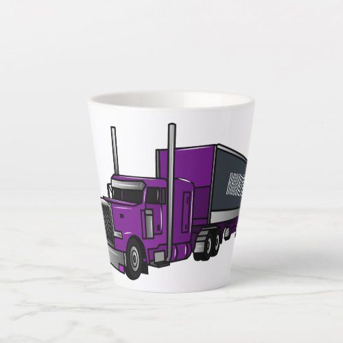 Semi_trailer truck cartoon illustration latte mug