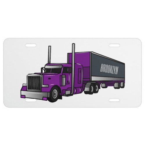 Semi_trailer truck cartoon illustration license plate