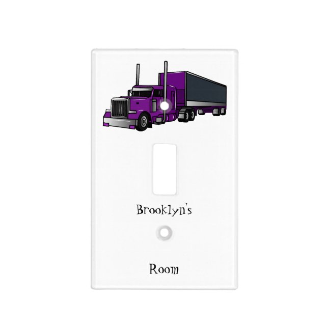 Semi-trailer truck cartoon illustration light switch cover (Front)