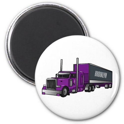 Semi_trailer truck cartoon illustration magnet