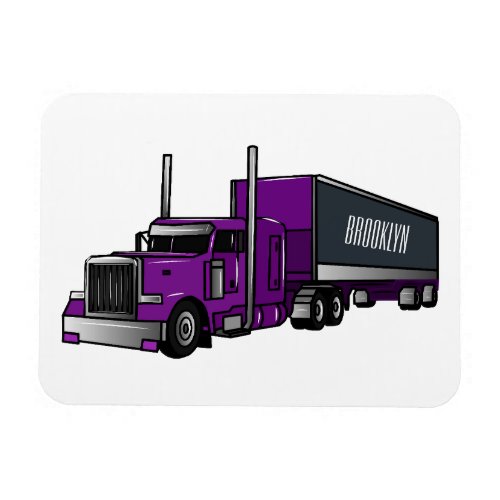 Semi_trailer truck cartoon illustration magnet