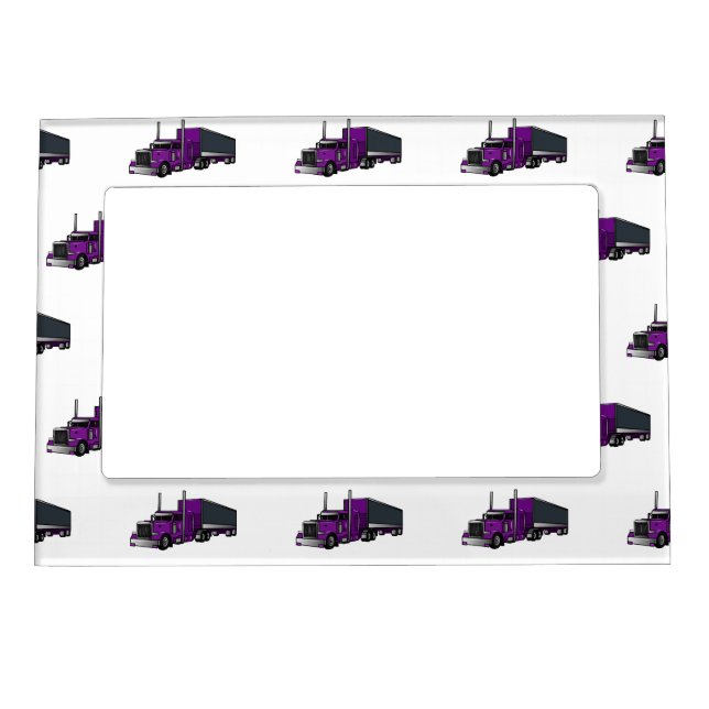 Semi-trailer truck cartoon illustration magnetic frame (Front)