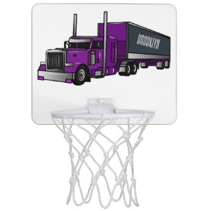 Semi-trailer truck cartoon illustration mini basketball hoop