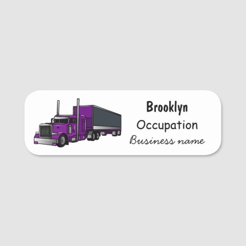 Semi_trailer truck cartoon illustration name tag