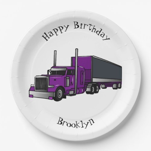 Semi_trailer truck cartoon illustration paper plates
