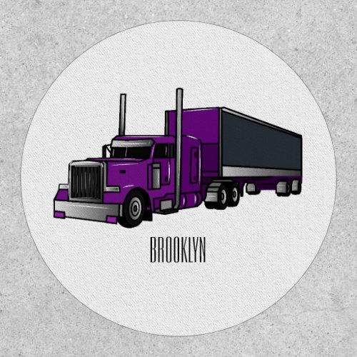 Semi_trailer truck cartoon illustration patch