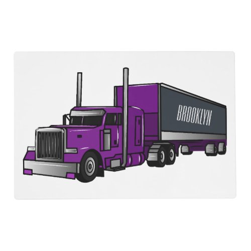 Semi_trailer truck cartoon illustration placemat