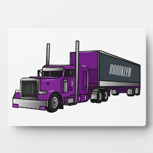 Semi_trailer truck cartoon illustration plaque