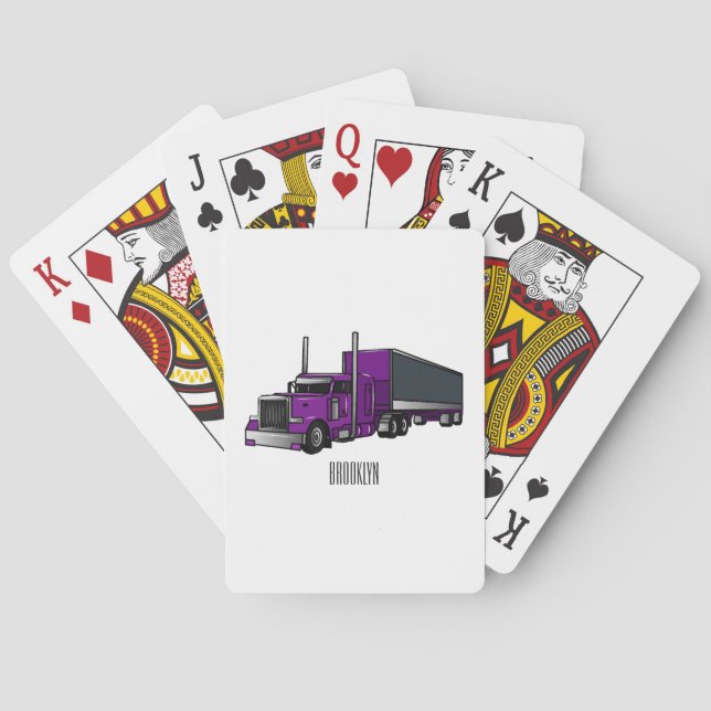 Semi-trailer truck cartoon illustration poker cards (Back)