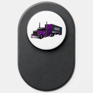 Semi-trailer truck cartoon illustration PopSocket