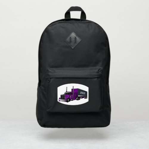 Semi_trailer truck cartoon illustration port authority backpack