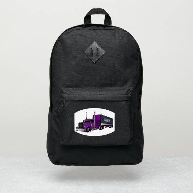 Semi-trailer truck cartoon illustration port authority® backpack (Front)