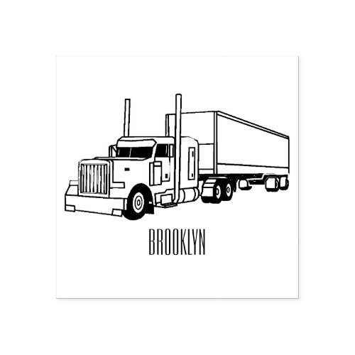 Semi_trailer truck cartoon illustration rubber stamp