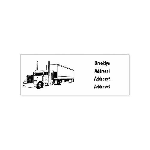 Semi_trailer truck cartoon illustration rubber stamp
