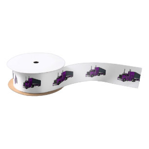 Semi-trailer truck cartoon illustration satin ribbon