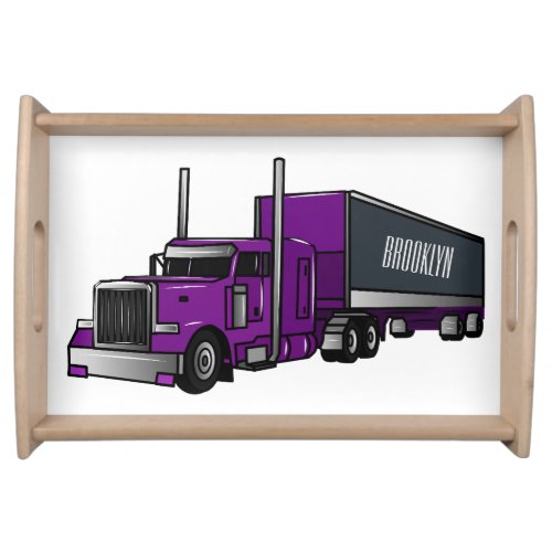 Semi_trailer truck cartoon illustration serving tray