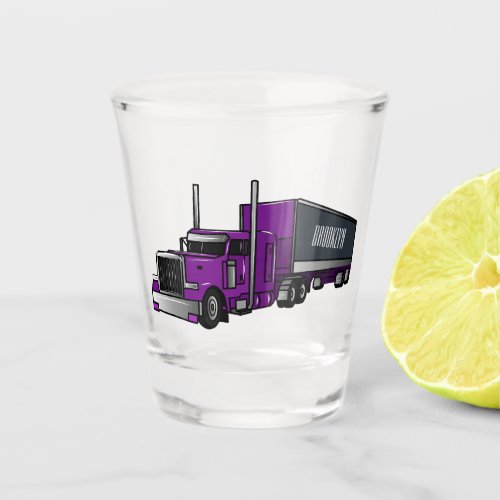 Semi_trailer truck cartoon illustration shot glass