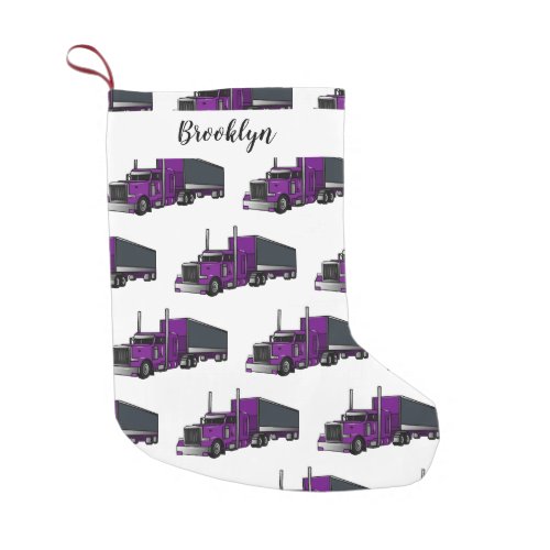 Semi_trailer truck cartoon illustration small christmas stocking