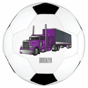 Semi-trailer truck cartoon illustration soccer ball