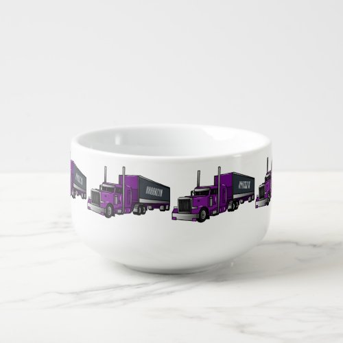 Semi_trailer truck cartoon illustration soup mug