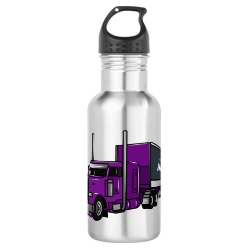 Semi_trailer truck cartoon illustration stainless steel water bottle